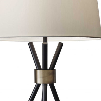 Black Tripod Leg w/ Antique Brass Accent Table Lamp