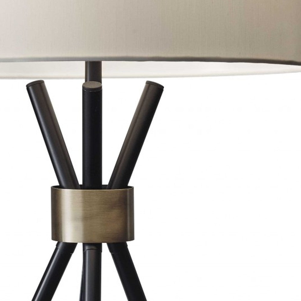 Black Tripod Leg w/ Antique Brass Accent Table Lamp