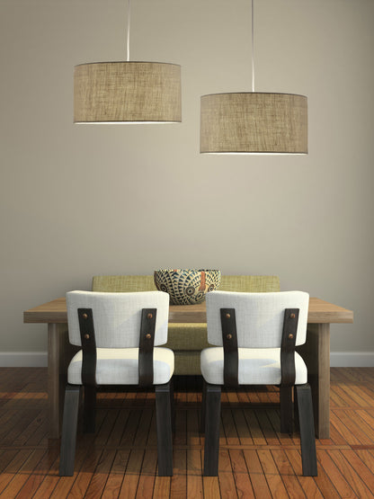 Burlap Light Brown Electric Drum Pendant Light