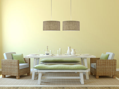 Burlap Light Brown Electric Drum Pendant Light