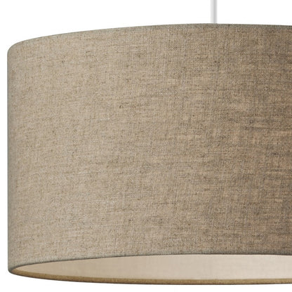 Burlap Light Brown Electric Drum Pendant Light