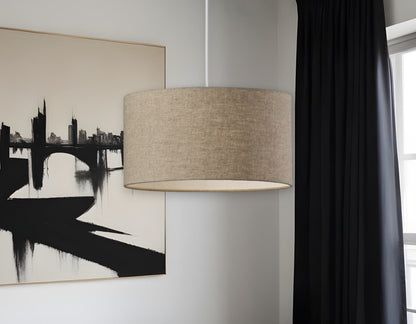 Burlap Light Brown Electric Drum Pendant Light