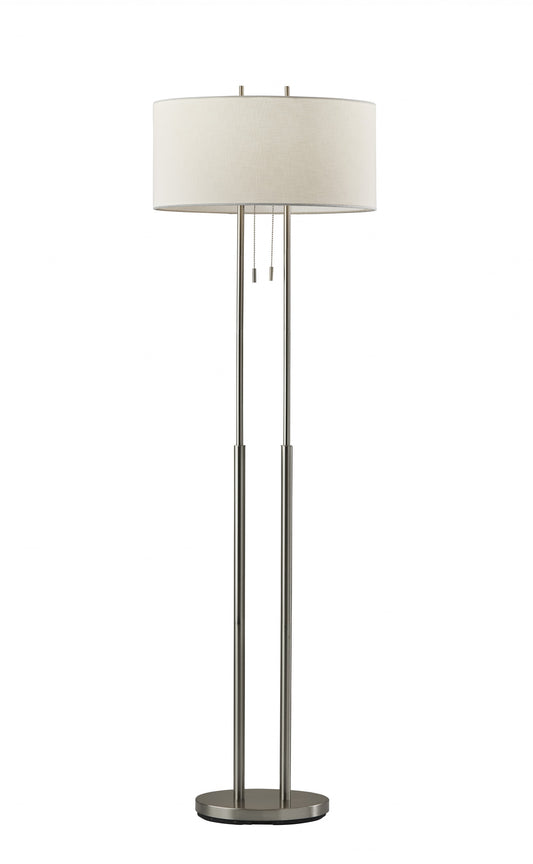 Brushed Task Floor Lamp w/ White Shade