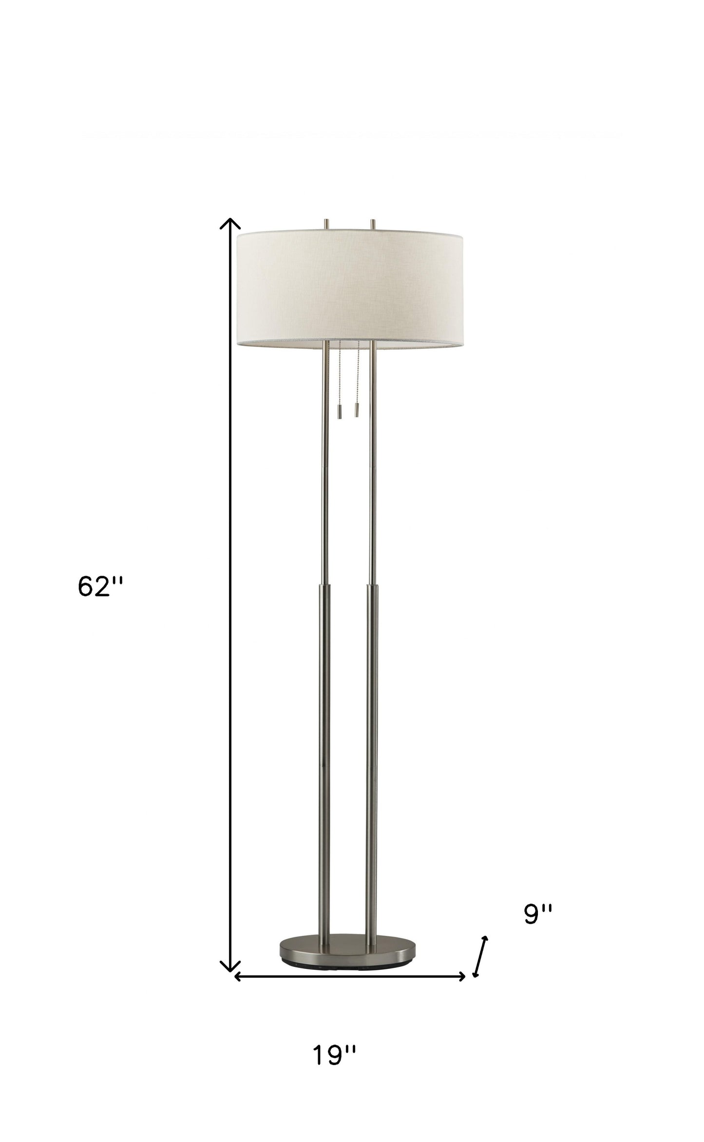 Brushed Task Floor Lamp w/ White Shade