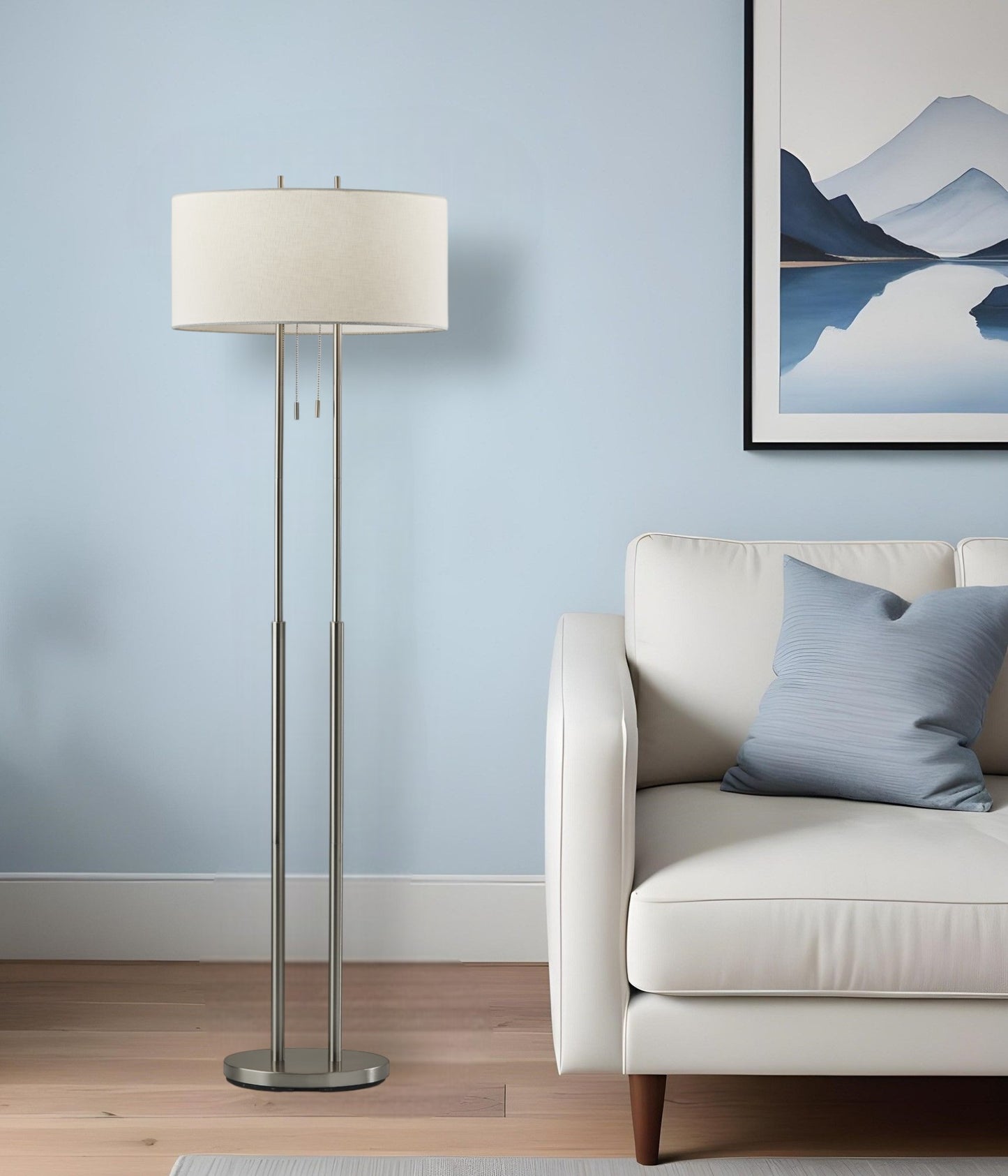 Brushed Task Floor Lamp w/ White Shade
