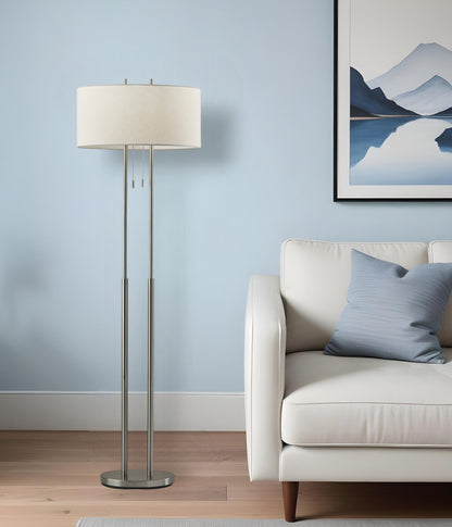 Brushed Task Floor Lamp w/ White Shade