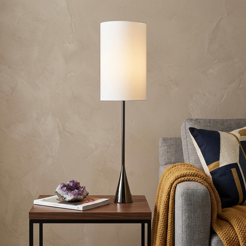Black Nickel Finish Tall Shade Table Lamp