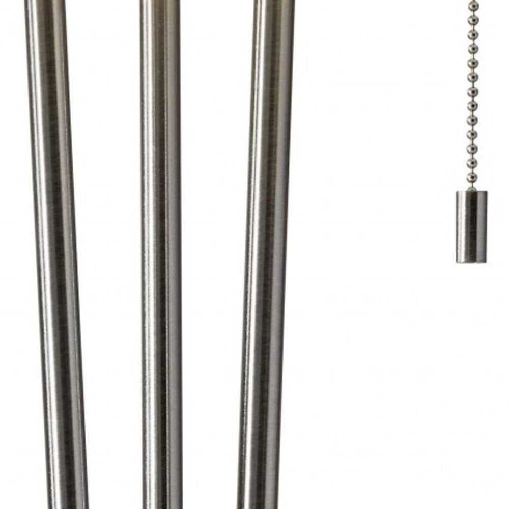 Stylish Triple Pole Brushed Steel Table Lamp