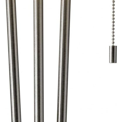 Stylish Triple Pole Brushed Steel Table Lamp