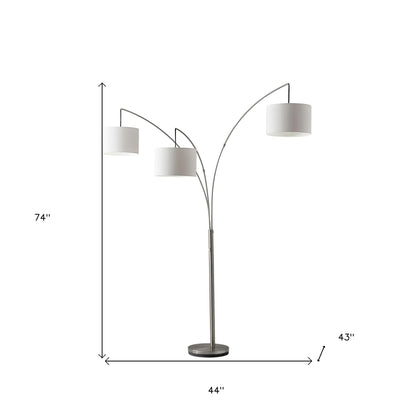 Steel 3-Light Tree Floor Lamp w/ White Shade