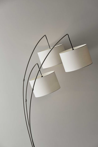 Steel 3-Light Tree Floor Lamp w/ White Shade