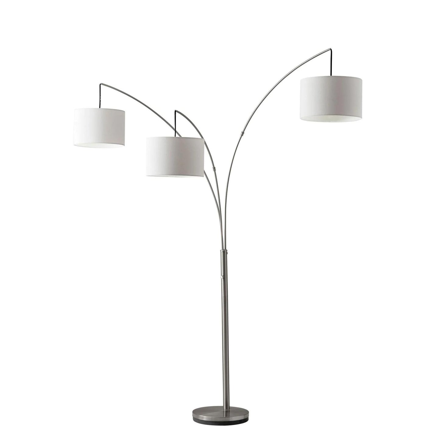 Steel 3-Light Tree Floor Lamp w/ White Shade