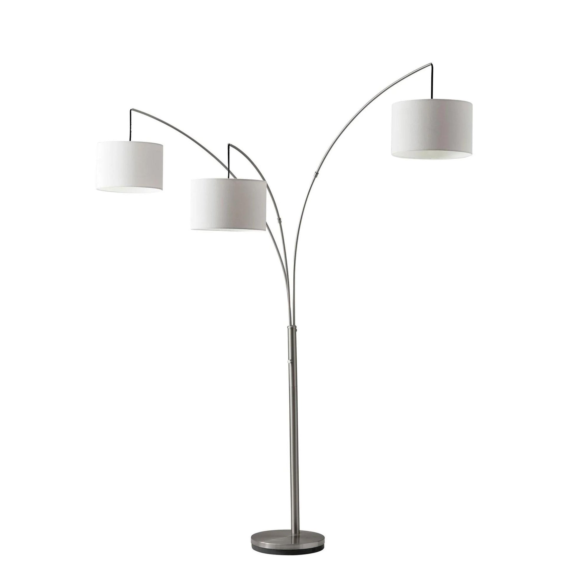 Steel 3-Light Tree Floor Lamp w/ White Shade