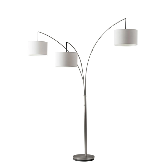 Steel 3-Light Tree Floor Lamp w/ White Shade