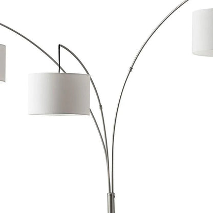 Steel 3-Light Tree Floor Lamp w/ White Shade