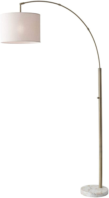 Brass Arc Floor Lamp w/ Off White Shade