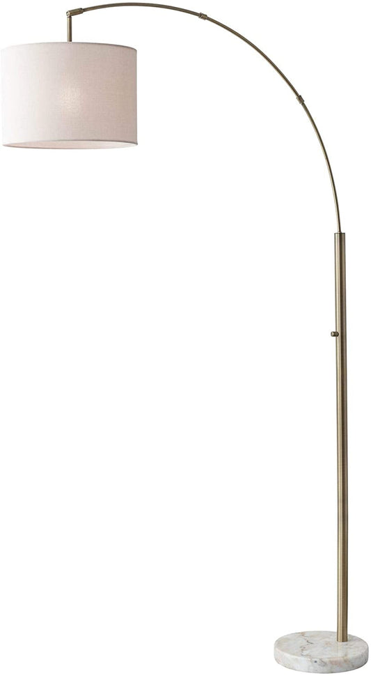 Brass Arc Floor Lamp w/ Off White Shade