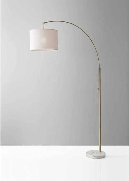 Brass Arc Floor Lamp w/ Off White Shade