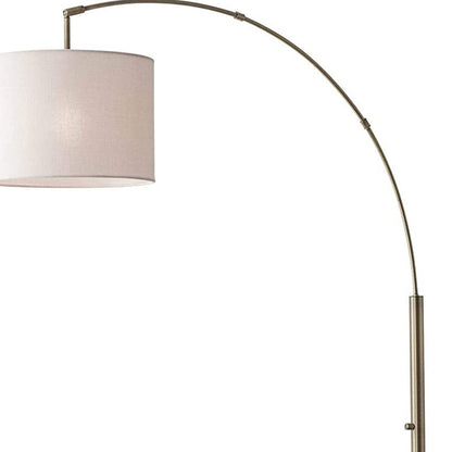 Brass Arc Floor Lamp w/ Off White Shade