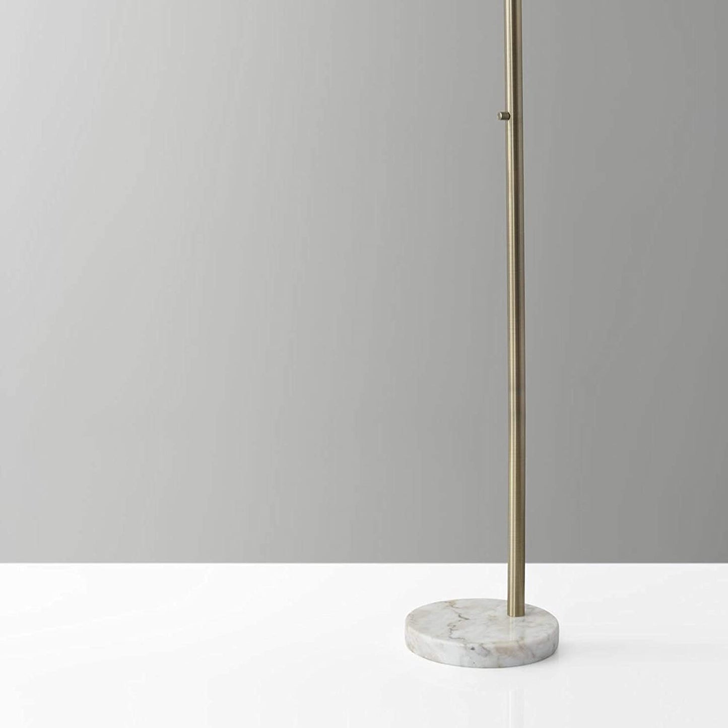 Brass Arc Floor Lamp w/ Off White Shade