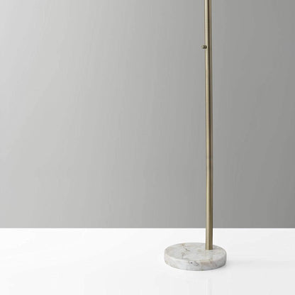 Brass Arc Floor Lamp w/ Off White Shade