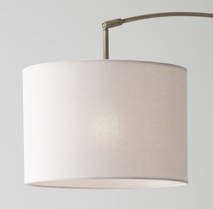 Brass Arc Floor Lamp w/ Off White Shade