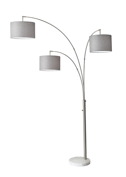 White 3-Light Adjustable Tree Floor Lamp w/ Shade