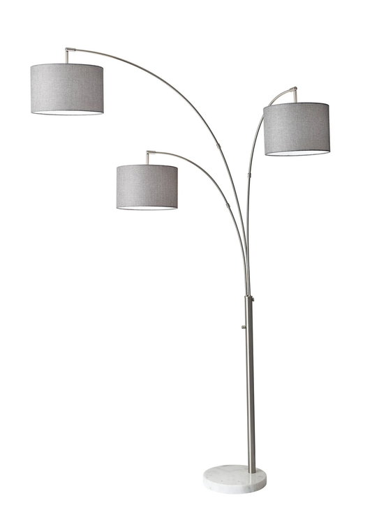 White 3-Light Adjustable Tree Floor Lamp w/ Shade