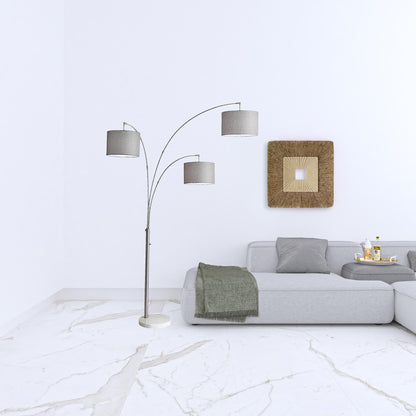 White 3-Light Adjustable Tree Floor Lamp w/ Shade