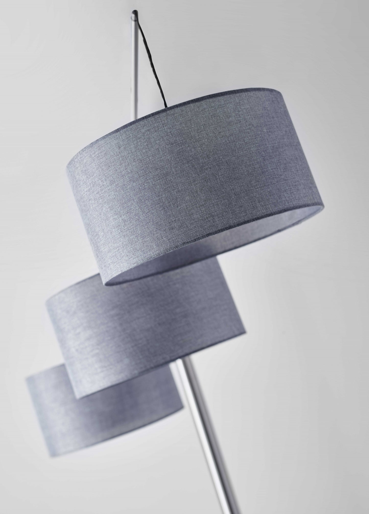 Black 3-Light Tree Floor Lamp w/ Gray Shade