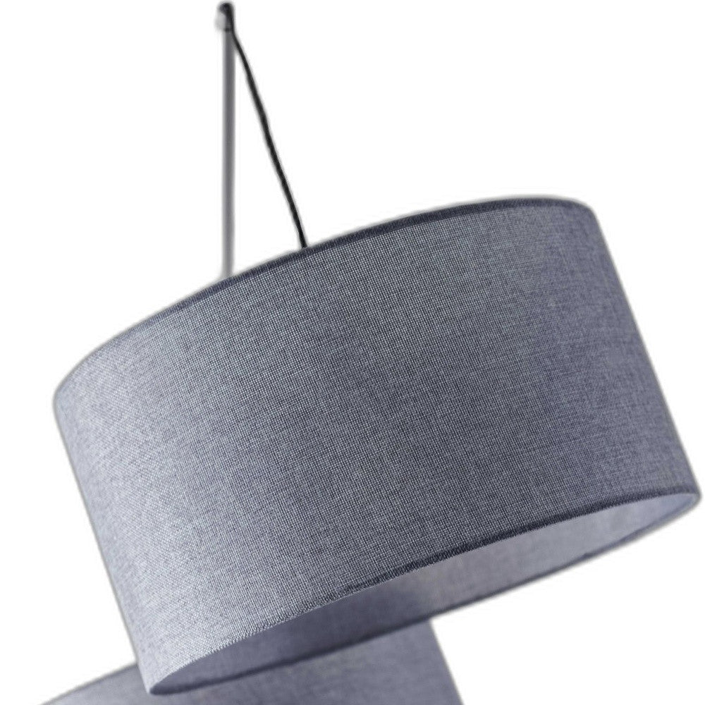 Black 3-Light Tree Floor Lamp w/ Gray Shade