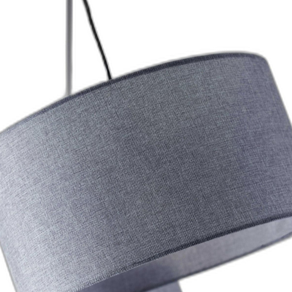 Black 3-Light Tree Floor Lamp w/ Gray Shade