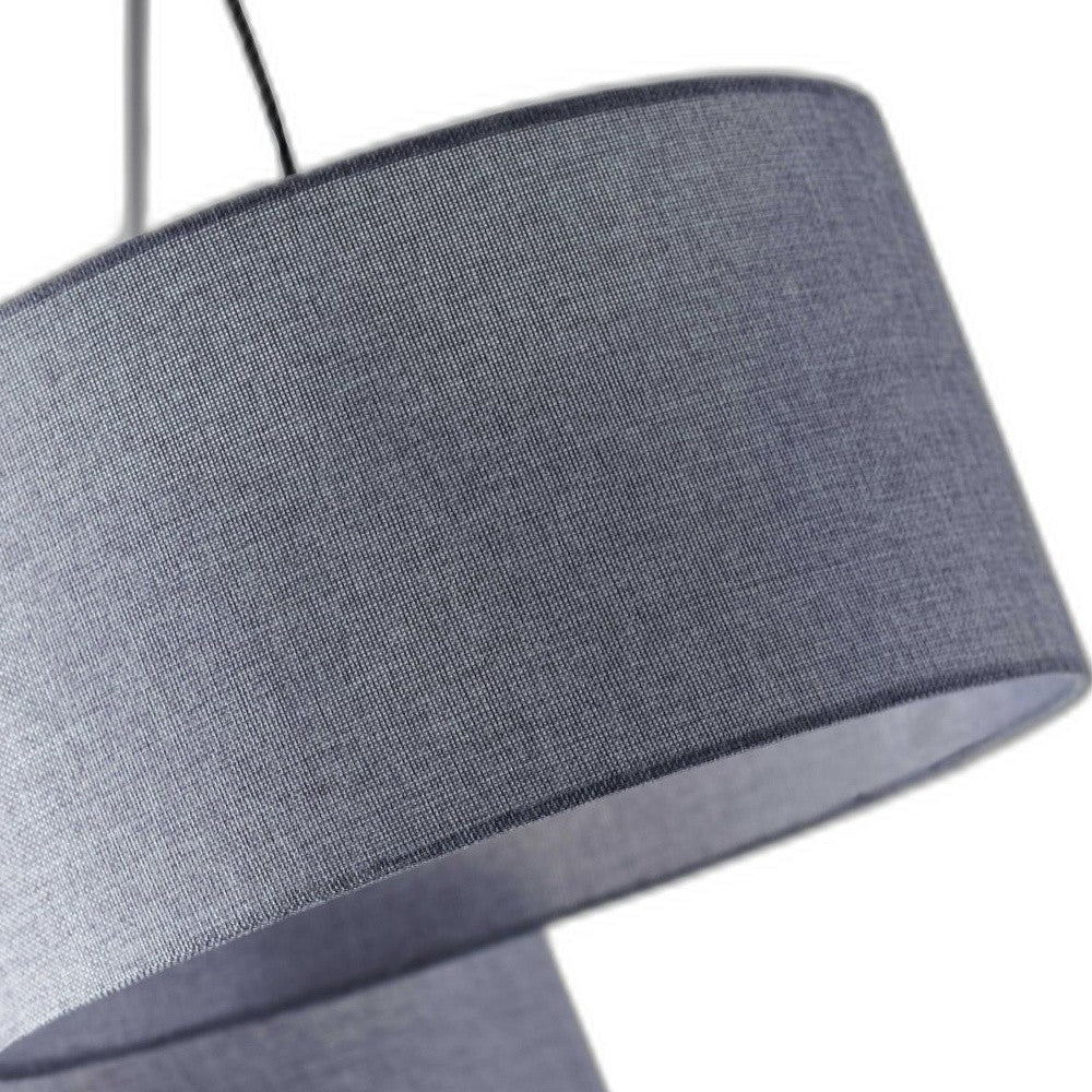 Black 3-Light Tree Floor Lamp w/ Gray Shade