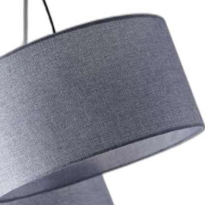Black 3-Light Tree Floor Lamp w/ Gray Shade