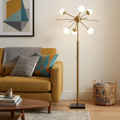 Brass 6-Light Floor Lamp