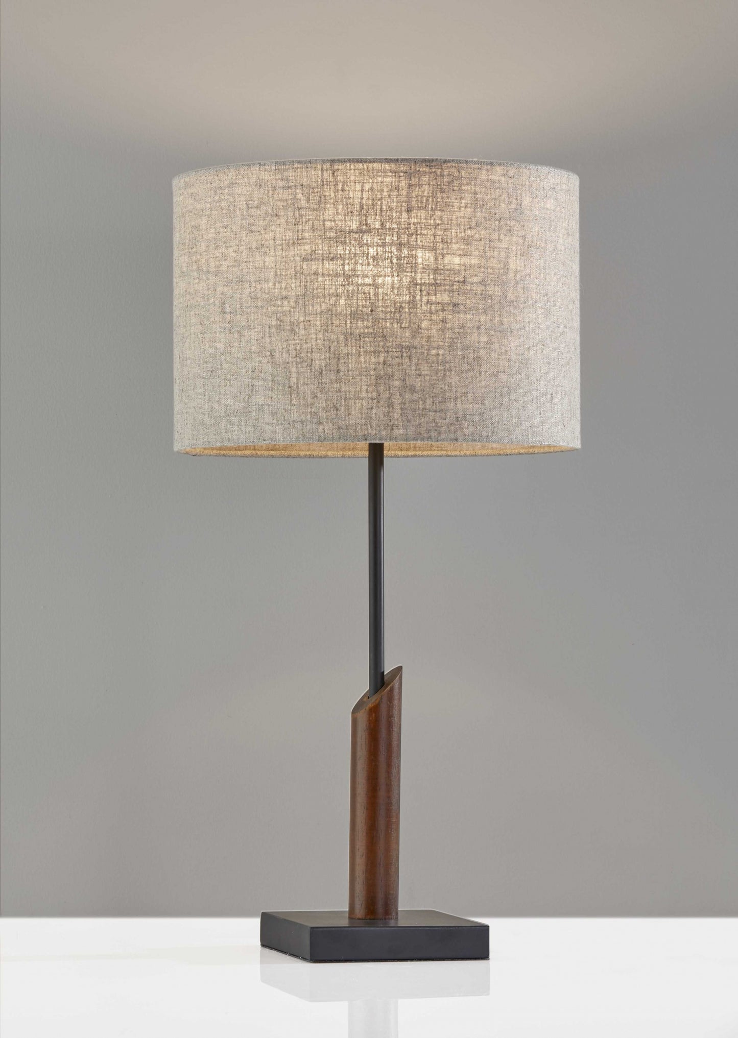 Sculptural Wood Black Table Lamp