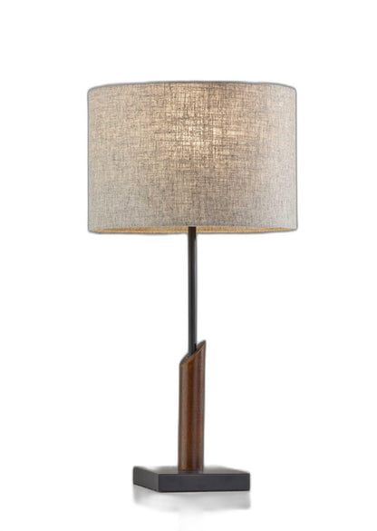 Sculptural Wood Black Table Lamp