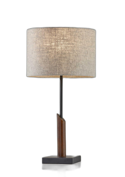 Sculptural Wood Black Table Lamp