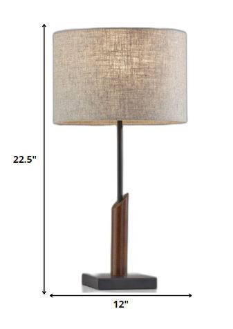 Sculptural Wood Black Table Lamp