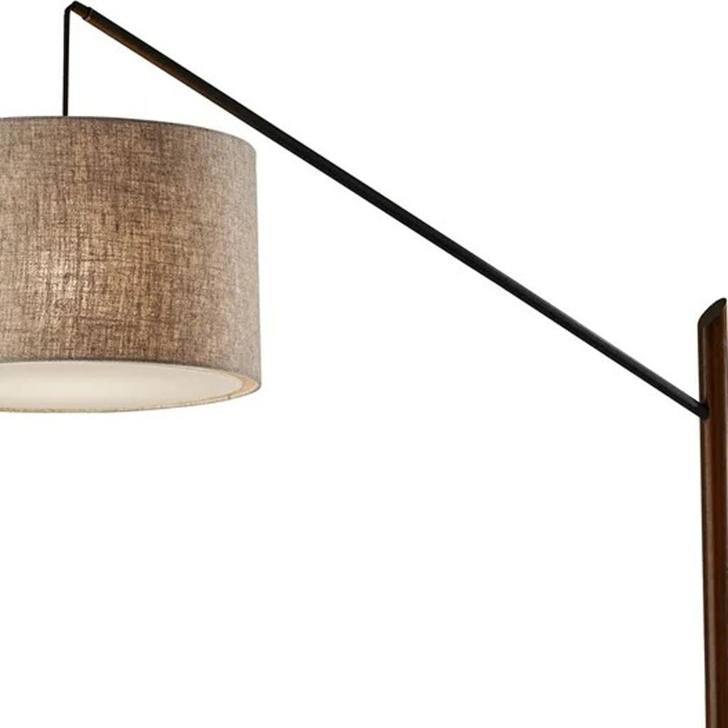 Black Swing Arm Floor Lamp w/ Beige Shade