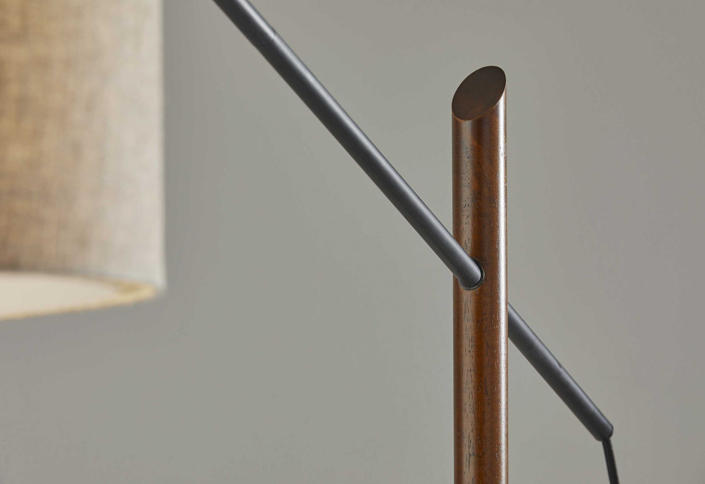 Black Swing Arm Floor Lamp w/ Beige Shade