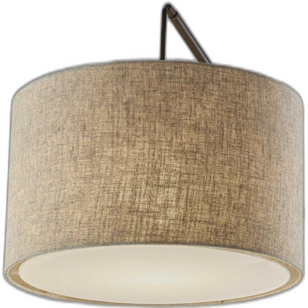 Black Swing Arm Floor Lamp w/ Beige Shade