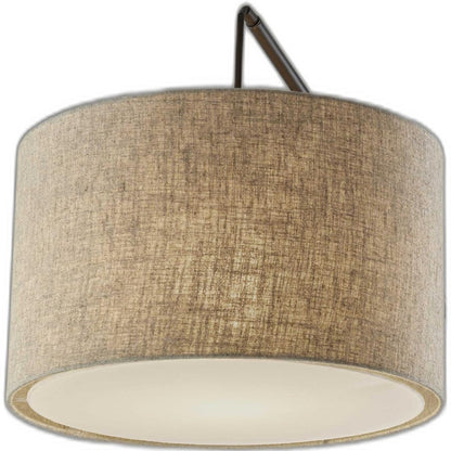 Black Swing Arm Floor Lamp w/ Beige Shade