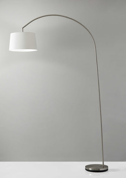 Steel Arc Floor Lamp w/ White Shade