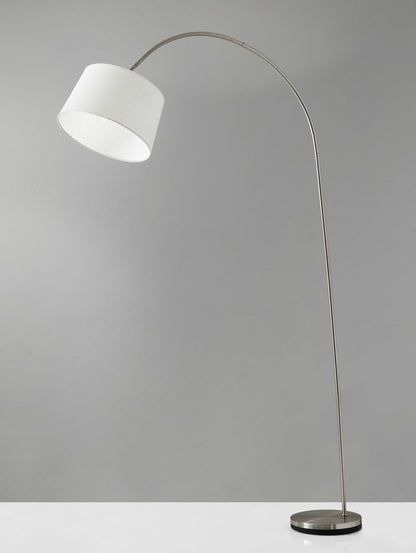 Steel Arc Floor Lamp w/ White Shade