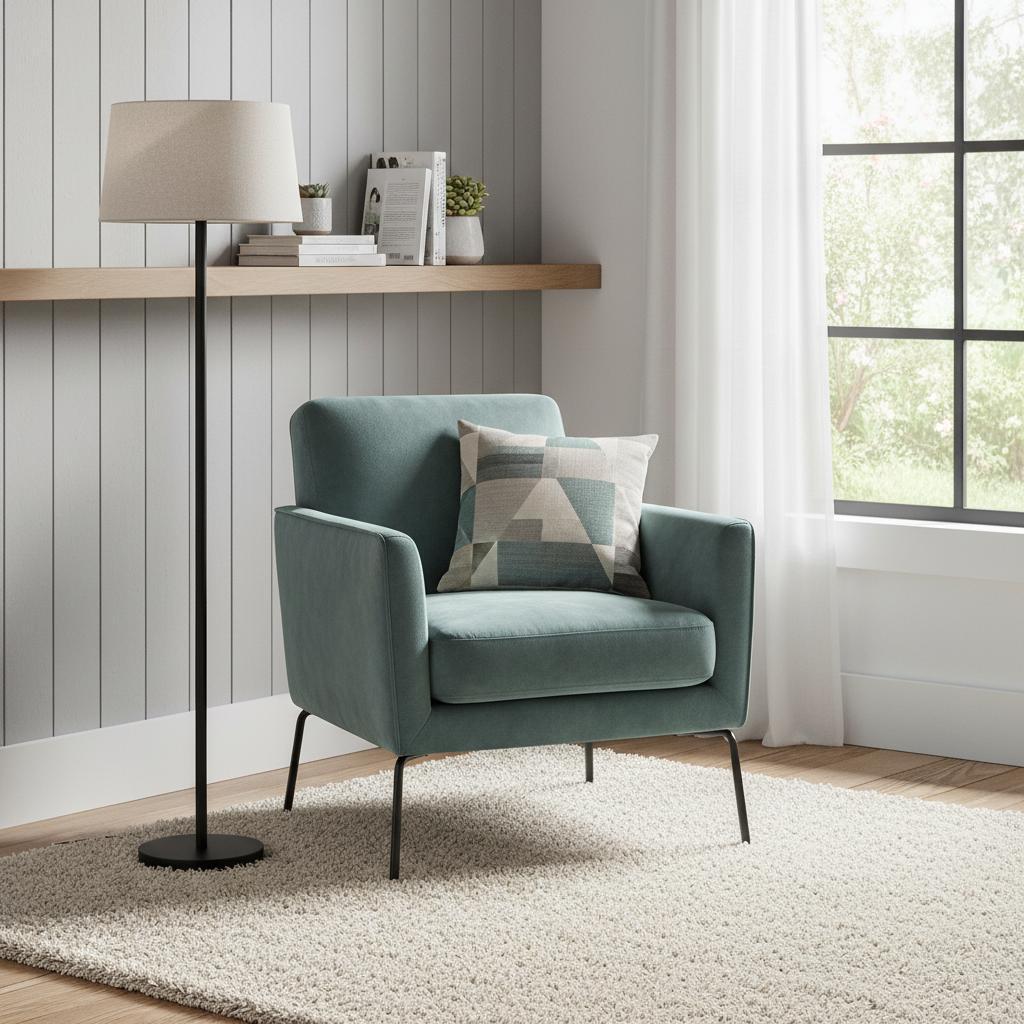 Steel Arc Floor Lamp w/ White Shade