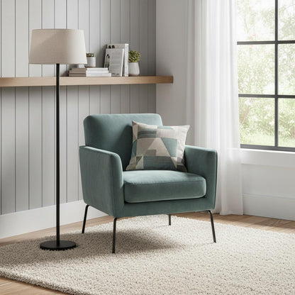 Steel Arc Floor Lamp w/ White Shade
