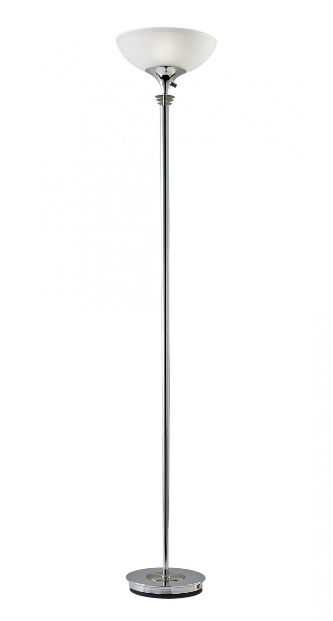 Modern Chrome Thick Pole Torchiere Floor Lamp