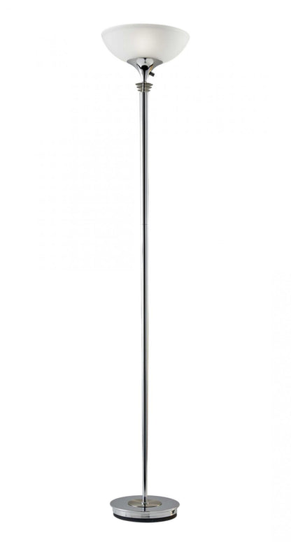 Modern Chrome Thick Pole Torchiere Floor Lamp
