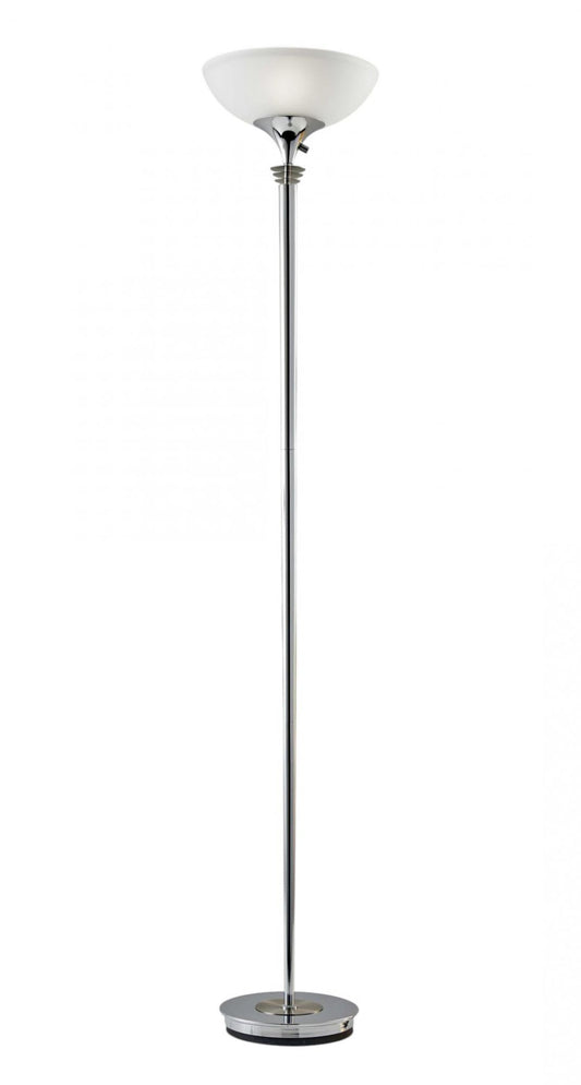 Modern Chrome Thick Pole Torchiere Floor Lamp